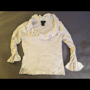White ruffle sweater Jr sz l
